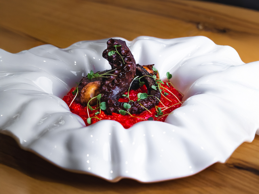Red Wine Risotto With Octopus